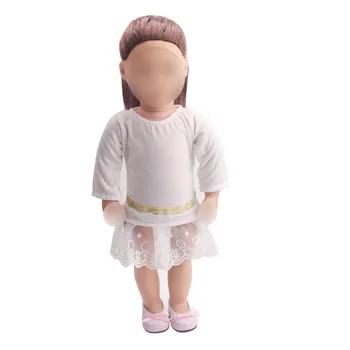 18 inch Fete papusa rochie Simplă, albă, fusta de dantela American nou-născuți haine, jucarii pentru Copii se potrivesc 43 cm accesorii pentru copii c229