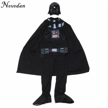 Darth Vader Costum 4buc/Set Copii Darth Vader Salopeta Haine Negre, Cu cap de Vacanță de Crăciun Cosplay Pentru Băieți și Fete