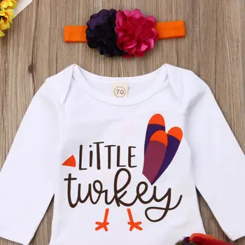 Haine Pentru Copii 2019 Turcia De Ziua Recunostintei Pentru Sugari Baby Girl Long Sleeve Romper +Tul Fusta Bentita Haine, Tinuta
