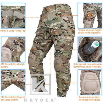 KRYDEX Tactice BDU G3 Luptă Pantaloni Multicam CP Stil de Luptă Asalt Pantaloni BDU Uniformă w/ genunchiere Militare de Vânătoare