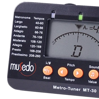 Musedo Mt-30 De Metrou-Tuner 3-În-1 Tuner, Metronom, Generator De Ton Pentru Chitara, Bas, Ukulele, Vioara
