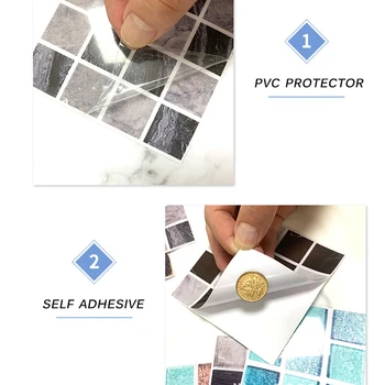 15buc Cristal Mozaic Oilproof Impermeabil Kicthen Perete Autocolante Auto-Adeziv pentru Gresie Baie Autocolante de Perete Acasă Decor
