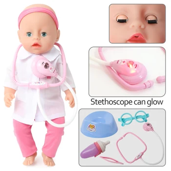40CM bebe Papusa reborn Simulare de sunet silicon rezistent la apa 16 inch Realist baby Doll Medicii haine set de Bucatarie Pentru copii Jucării