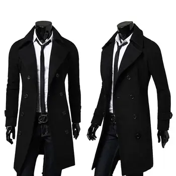 Bărbați Sacou Cald Iarna Șanț Lung Uza Butonul Smart Windproof 2020 Streetwear Palton Palton A6C5