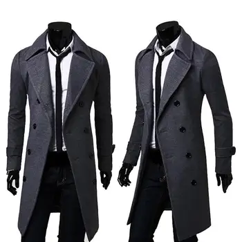 Bărbați Sacou Cald Iarna Șanț Lung Uza Butonul Smart Windproof 2020 Streetwear Palton Palton A6C5