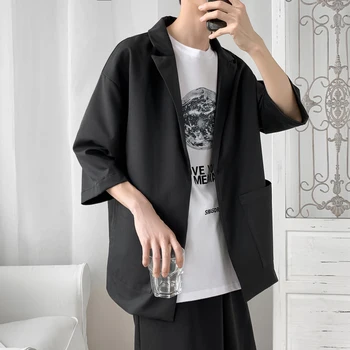 2019 Nou Stil Coreea Leisure Designer De Moda Femei Barbati Sacou Pentru Barbati Jacheta Maneca Jumătate Supradimensionat Costum Casual