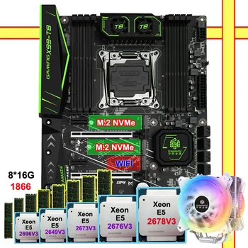 HUANANZHI placa de baza DIY combo X99-T8 placa de baza cu CPU Xeon E5 2678 V3 2696 V3 etc. bun cooler RAM 128G(8*16G) 1866 RECC