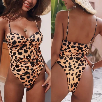 Sexy Leopard Print-O singură Bucată Costume pentru Femei Costume de baie Costum de Baie decoltat Backless de Înot pentru Plajă Purta Bikini costume de Baie Monokini