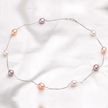45cm AAAA Naturale de apă Dulce Pearl Lanturi Coliere Pentru Femei de Moda S925 Argint Alb Roz Violet Real Pearl Bijuterii 2020 Nou