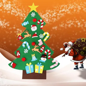 Pomul de crăciun a Simțit Brad DIY Simțit Xmas și Decorații de Brad Copac Nou Simțit An Ornamente Acasă Moș Crăciun Crăciun Cadouri Pentru C8K5