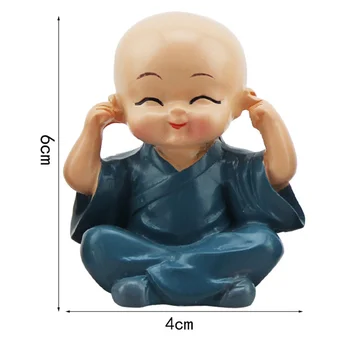 4p KongFu Monk Figurina Papusa Mini Drăguț Rășină Grădină Acasă Terariu Miniaturi Micro Peisaj Interioare Auto Ornamente Decor