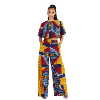 2021 Toamna Sexy Femei din Africa de Imprimare de Două Bucăți Seturi Top si Fusta Costum African din Africa de Haine pentru Femei