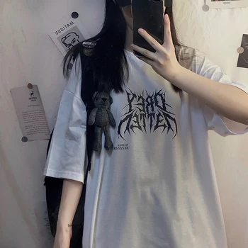 Femei Tricouri Punk Gotic de Groază Haine Casual Streetwear maneci Scurte Grunge Harajuku streetwear epocă de mari dimensiuni topuri largi