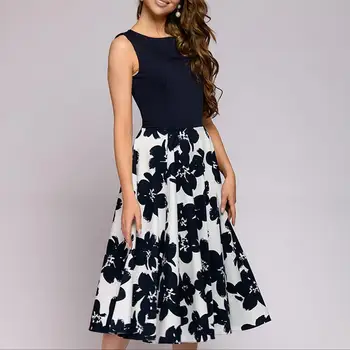 ICHOIX florale de seara formale rochie de petrecere retro cutat sundress a-line rochie midi femei hepburn stil de rochie de vară 2020