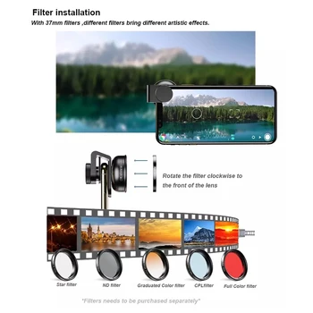 APEXEL Anamorphic Lens 1.33 x Lat Slr Film Lentile 4K HD Vlog Fotografiere Deformare Film pentru iPhone, Huawei smartphone-uri