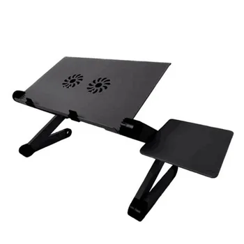 Reglabil Aluminiu Laptop de Birou Ergonomic TV Pat Lapdesk Tava Notebook PC Masa de Birou Stand Cu Ventilator de Răcire Mouse Pad