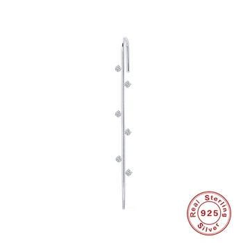 BOAKO Argint 925 Cercei Stud Ureche de Ac Crawler Cârlig Cercel Pentru Femei Surround Urechii Diagonală Stud Zircon Piercing