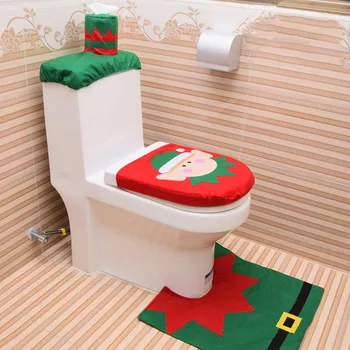 3PC Crăciun Closestool Acoperi Moș Crăciun Scaunul de Toaletă Și Țesut Cover Set de Decoratiuni de Craciun Pentru Baie Mat kerst d