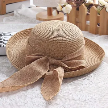 LaMaxPa Noua Moda Dot Panglică Pălărie Pliabilă Palarie De Soare Mic Cozoroc Sapca Pentru Femei Pălărie De Paie Femme Elegant Chapeau Vrouw Stro Hoed