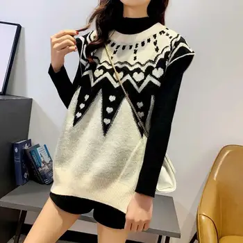 Femeile 2020 moda supradimensionate vesta tricotate pulover V neck fără mâneci iubita liber feminin vesta chic topuri