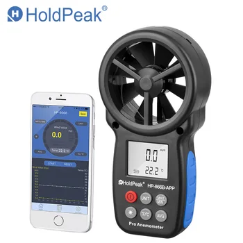 HoldPeak HP-866B-APP 0.3~30m/s Anemometru Digital Cu Mobile APP Viteza Vântului Contor Măsoară Temperatura Vânt Rece Iluminare din spate