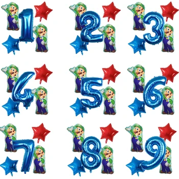 5pcs super mario catoon baloane folie pentru baby boy fata de aluminiu cadou jucărie pentru copii pentru copii de ziua 30inch 1 2 3st petrecere de ziua