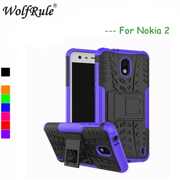 WolfRule Pentru Cazul Nokia 2 acopere Dual Layer Armura Caz Pentru Nokia 2 Caz Silicon TPU Fundas Pentru Nokia 2 Kickstand Coque 5.0