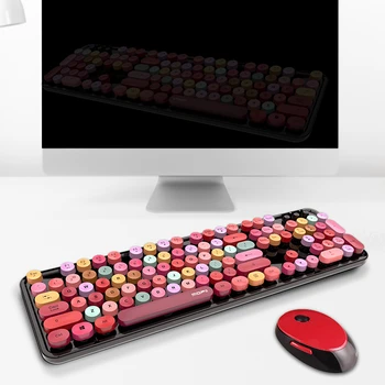 MOFII Dulce Amestecat Culoare Drăguț Portabil 2.4 Ghz Wireless Tastatură și Mouse-ul Setat Fată Universal Desktop Notebook Tastatura și Mouse-ul