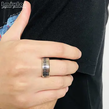 Rotativ Spinner Ring pentru Bărbați de Înaltă Lustruit Muzica Tastatură de Pian din Oțel Inoxidabil Inele Bijuterii Prietenul Cadou