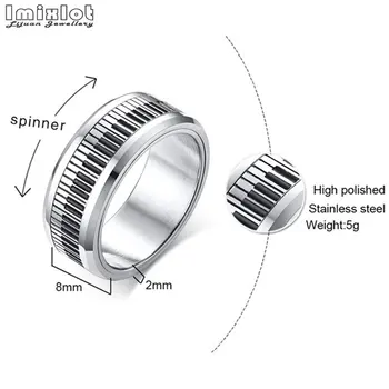 Rotativ Spinner Ring pentru Bărbați de Înaltă Lustruit Muzica Tastatură de Pian din Oțel Inoxidabil Inele Bijuterii Prietenul Cadou