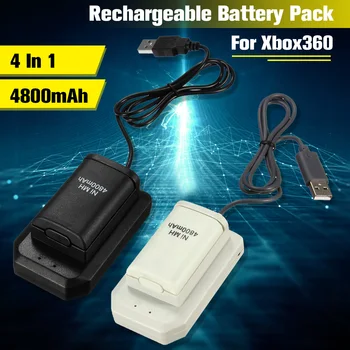 4 În 1 4800mAh Baterii Reîncărcabile Baterii+Incarcator+Usb Cablu de Încărcare Kit Pentru Xbox 360 Baterie Controler Wireless