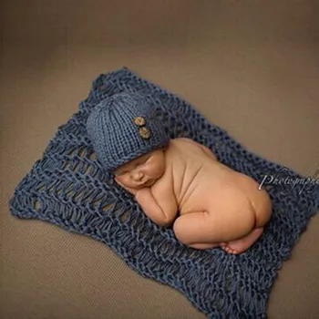 Mână-tricotate din bumbac pături & capace de Nou-născut recuzită fotografie