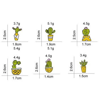 6pcs/set Desene animate Cactus Email Pin Verde Plantă de Ghiveci Broșe Femei Jachete Barbati Guler Rever Ace Insigna Colecție de Bijuterii Cadou