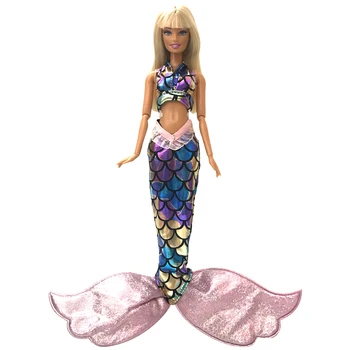 NK 3 Set Papusa Cosplay Îmbrăcăminte Similare Basm Coada de Sirenă Rochie de Mireasa Rochie de Petrecere Tinuta Pentru Papusa Barbie DIY Cadou