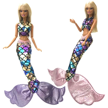 NK 3 Set Papusa Cosplay Îmbrăcăminte Similare Basm Coada de Sirenă Rochie de Mireasa Rochie de Petrecere Tinuta Pentru Papusa Barbie DIY Cadou