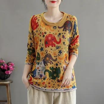 Max LuLu Chineză Brand De Lux 2020 Femei Nou Casual Streetwear Doamnelor De Epocă Liber Pulovere Tricotate, Imprimate Supradimensionate, Pulovere