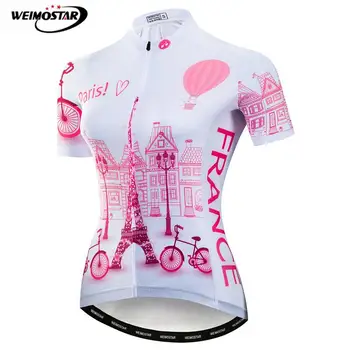 Weimostar Franța Echipa de Femei de Ciclism Jersey Roz Turnul Eiffel Biciclete Ciclism de Îmbrăcăminte Rutieră Biciclete MTB tricou Tricou Ropa Ciclismo