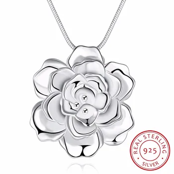 Lekani Argint 925 Lotus Coliere & Pandantive Pentru Femei Elegante Flori Colier Scurt Sterling Argint Bijuterii Fine Bijou
