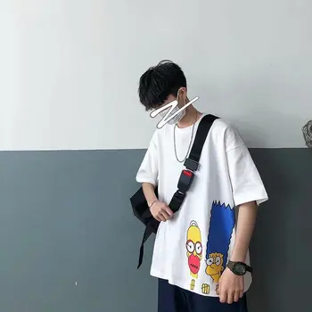 Super Foc CEC Scurt Maneca Scurta Barbati Pierde-Fit Simplu, Versatil Hong Kong Stil de Distracție de Vară Scurtă Imprimate Jumătate Maneca Studenți