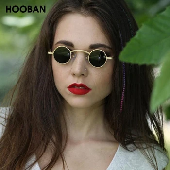 HOOBAN Gotic Mici, Rotunde ochelari de Soare Femei Barbati Vampir Stil de Design de Brand Ochelari de Soare Unisex Vintage Retro Ochelari Umbra