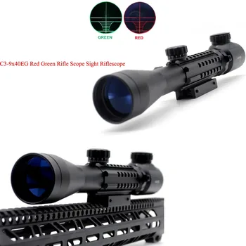 TriRock de Înaltă Calitate C3 - 9X40 EG Tactice Riflescope Roșu / Verde cu Laser Optica Sniper Vedere domeniul de Aplicare Pușcă De Vânătoare