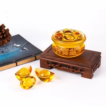 Cristal corn al abundenței Pantof în formă de Lingou de Aur Prespapier din Sticlă Ambarcațiunile de Decor Acasă Arte&Colectare Fengshui Mobilier Ornamente