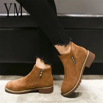 Plues 42 Nouă Femei Cizme Martin Med Tocuri De Bază Pantofi De Iarna Glezna Cizme Pentru Femei De Toamna Casual Femei Cizme Pantofi De Moda Zip