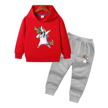 Moda Unicorn Imprimare Pulover Copilul Băieți Fete Tricou Casual, Hanorace Seturi de Copii de Toamna cu Maneci Lungi Haine Copii 1-10Y