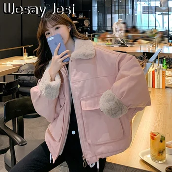 Noi 2020 Mantou pentru Femei Vrac Stil coreean Bumbac căptușit Jacheta de Lână de Miel Scurt Hanorac Haină de Iarnă Rece Și Caldă Populare Femei