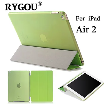 RYGOU Pentru iPad Air 2 9.7 inch Clar Înapoi Caz + Magnet serviciu de Trezire Somn Ultra-subțire PU Piele Caz Pentru iPad Aer 2 Air2 Smart Cover