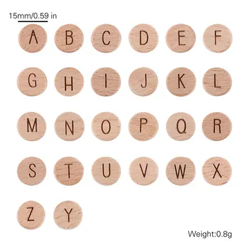 20buc Pătrat Rotund de Fag Lemn Scrisoare Alfabet Margele Pentru Bijuterii DIY Face Bratari Coliere Personalizate Copil Jucării Teether
