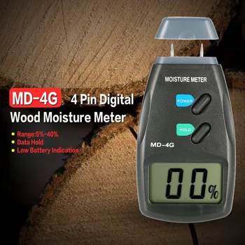 MD-4G 4 Pini Digital LCD de Umiditatea Lemnului, Umiditatea Metru Analizor Higrometru din Lemn Umed Detector Tester între 5% - 40%