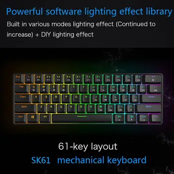 RGB cu iluminare din spate Bluetooth 5.0 Wireless Dual Mode Tastatură Mecanică,Portabil, Compact, rezistent la apa Mini-Jocuri 61 Gateron Chei