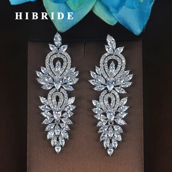 HIBRIDE Brand Forma de Floare Zircon Picătură Cercei Pentru Femei Bijuterii de Moda Pendientes mujer moda Brinco E-744